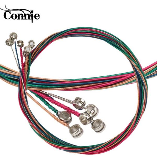 CONNIE 1 SET Colorful Folk Acoustic Guitar String Hexagonal core nickel FULL Extra light Extra Light Medium 0.11inch -0.52inch