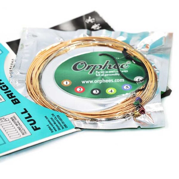 ⁦Orphie  QA160  electric guitar strings, golden color  -Moderate⁩ - الصورة ⁦3⁩
