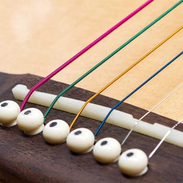 ⁦CONNIE 1 SET Colorful Folk Acoustic Guitar String Hexagonal core nickel FULL Extra light Extra Light Medium 0.11inch -0.52inch⁩ - الصورة ⁦2⁩