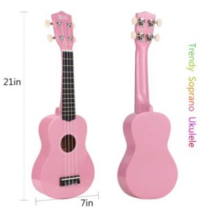 Ukulele 4 Strings Hawaiian Guitar 21 inch Pinke