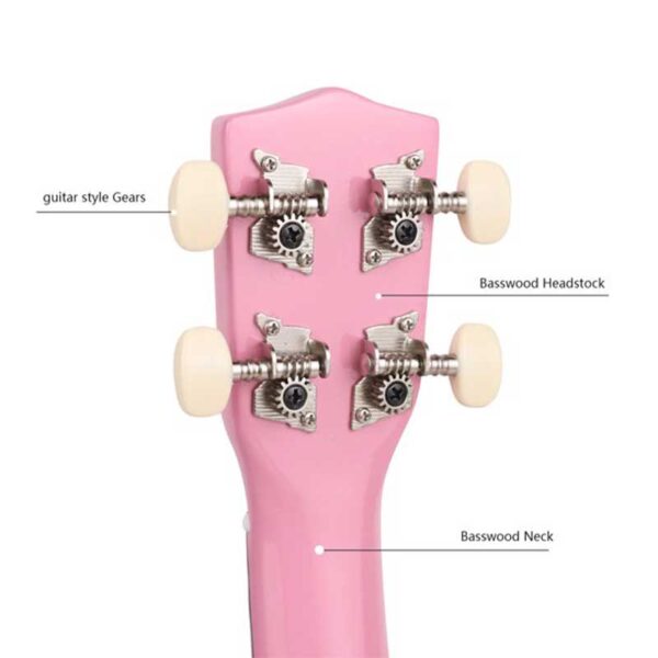 ⁦Ukulele 4 Strings Hawaiian Guitar 21 inch Pinke⁩ - الصورة ⁦3⁩